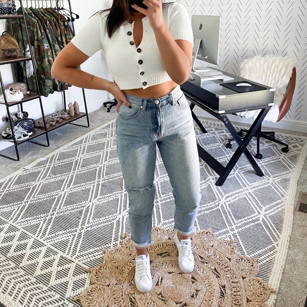 Light Wash Ripped Knee Denim